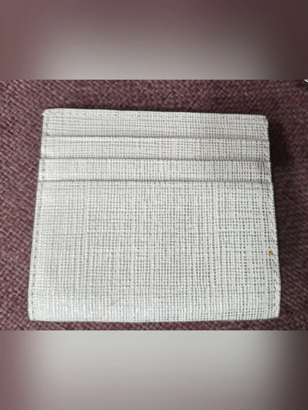 Henri Bendel Cream Compact Textured Leather Wallet Card Holder EUC
